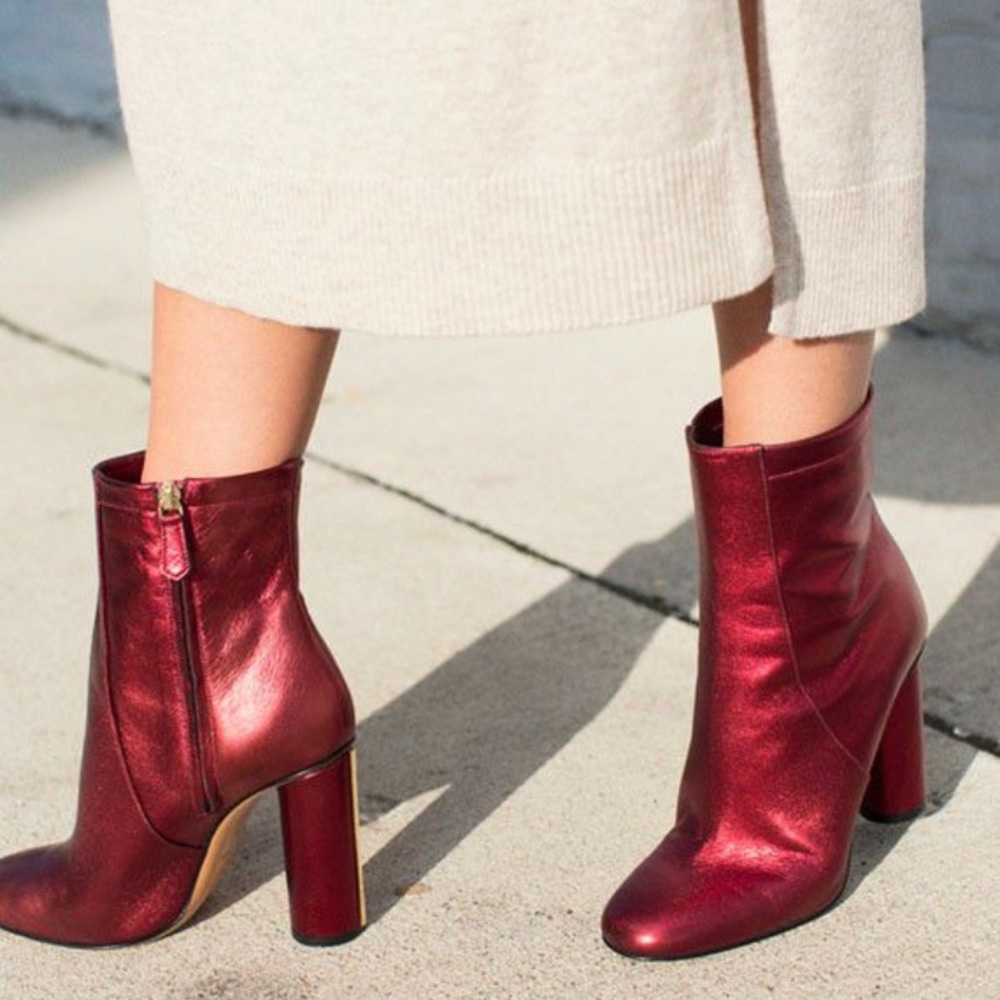 Jill Stuart NEW Red leather “Martine” ankle boot 7